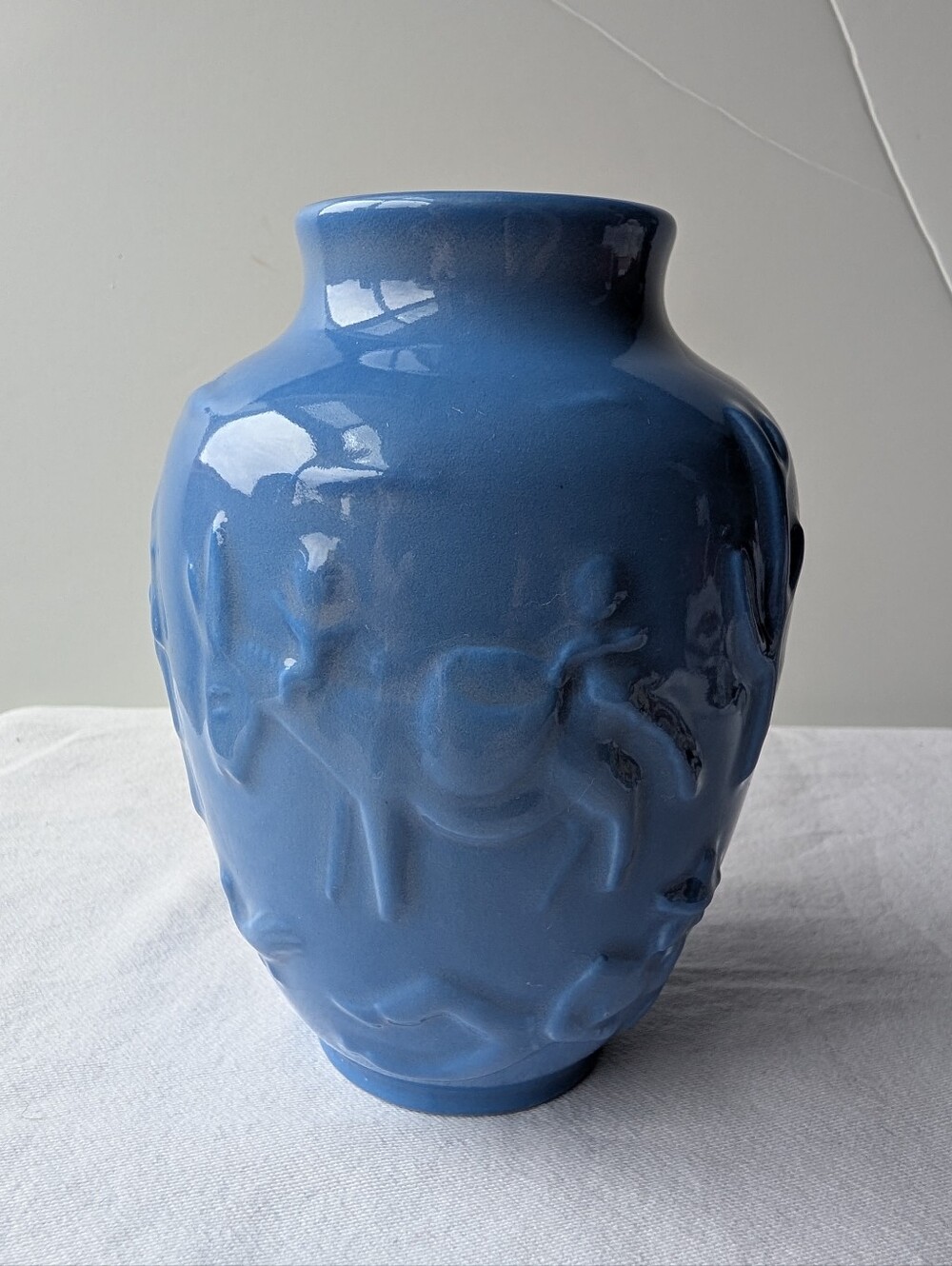 Rookwood Pottery Ceramic Vase Embossed Cactus Donkey Southwestern Blue 1946